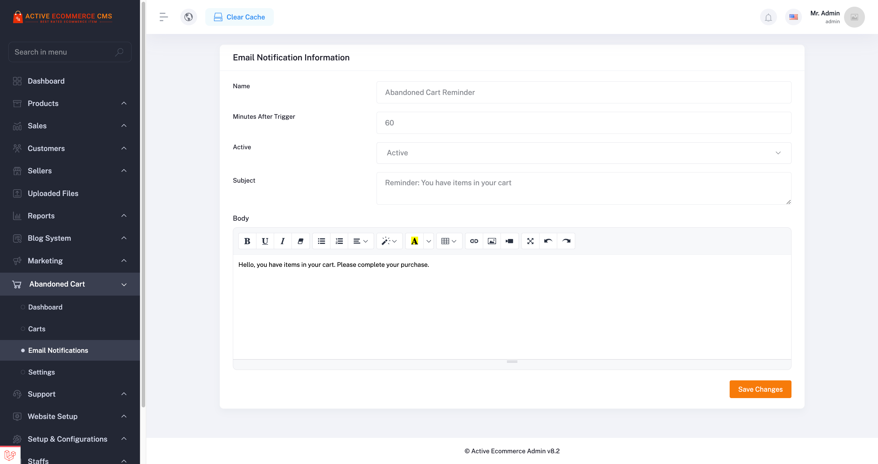 Active eCommerce Abandoned Cart Add-on screenshot
